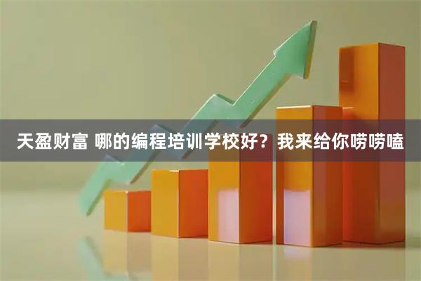 天盈财富 哪的编程培训学校好？我来给你唠唠嗑