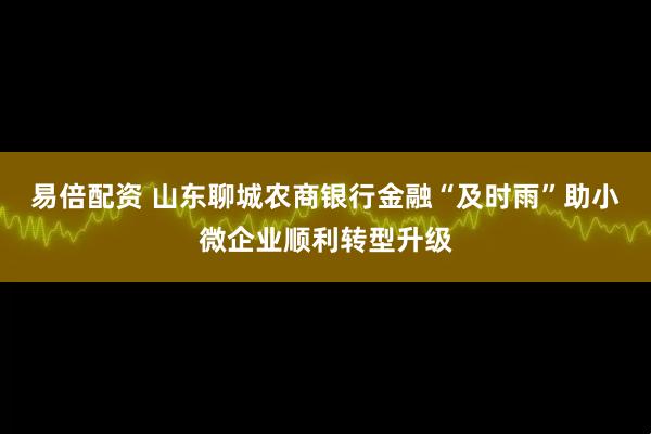 易倍配资 山东聊城农商银行金融“及时雨”助小微企业顺利转型升级